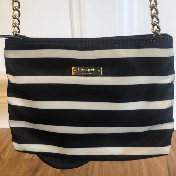 Black and White Striped Kate Spade Flower Bag - Picture 4 of 4